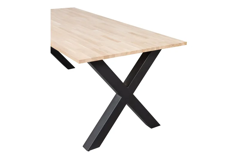 Tablo Spisebord X-Formede Ben 220 cm Ubehandlet - Eik/Svart - Møbler - Bord - Spisebord & kjøkkenbord