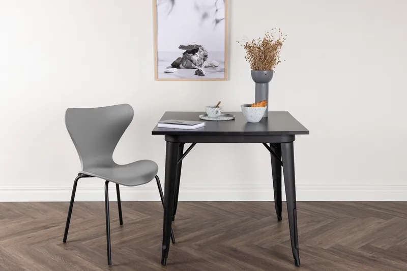 Tempe Lite Kvadratisk Spisebord 80 cm med Metalllook - Svart - Møbler - Bord - Spisebord & kjøkkenbord