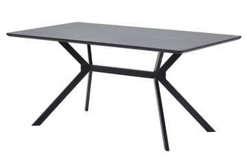 Tero Rektangulært Spisebord 160 cm i Metall og Tre med Mørkt Treutseende - Svart - Møbler - Bord - Spisebord & kjøkkenbord