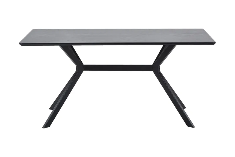 Tero Rektangulært Spisebord 160 cm i Metall og Tre med Mørkt Treutseende, Svart