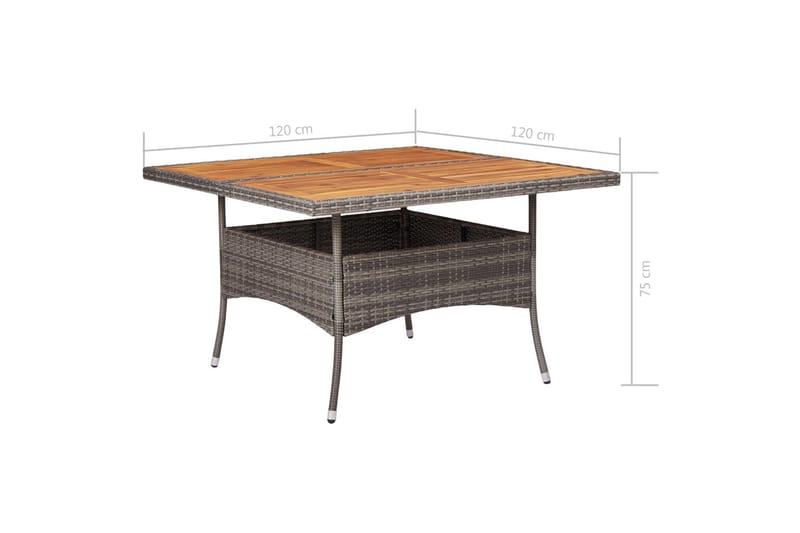 Utendørs spisebord grå polyrotting og heltre akasie - Grå - Spisebord & kjøkkenbord