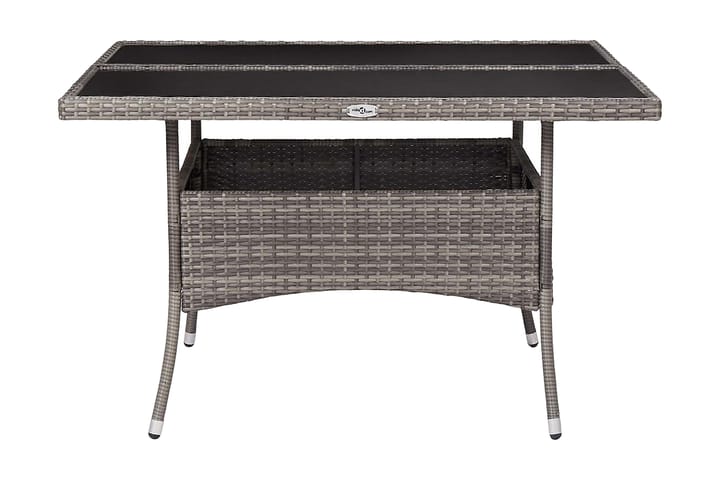 Utendørs spisebord grå polyrotting og glass - Grå - Spisebord & kjøkkenbord