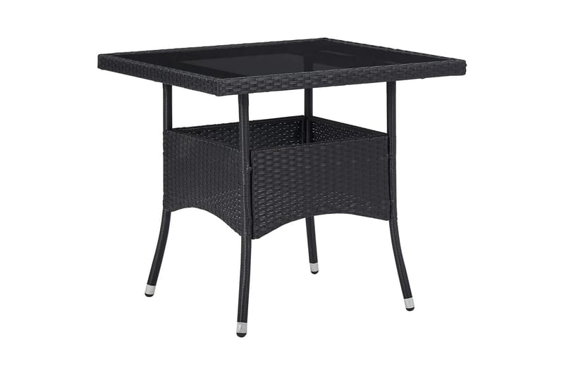 Utendørs spisebord svart polyrotting og glass - Svart - Spisebord & kjøkkenbord