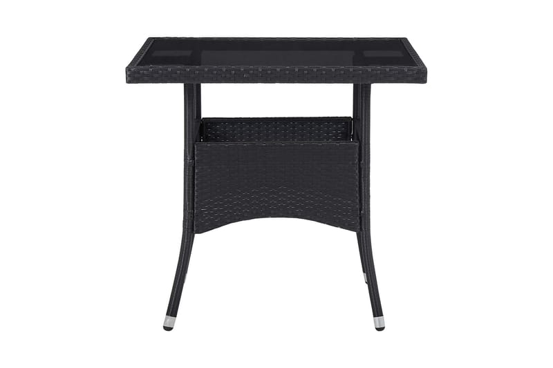 Utendørs spisebord svart polyrotting og glass - Svart - Spisebord & kjøkkenbord