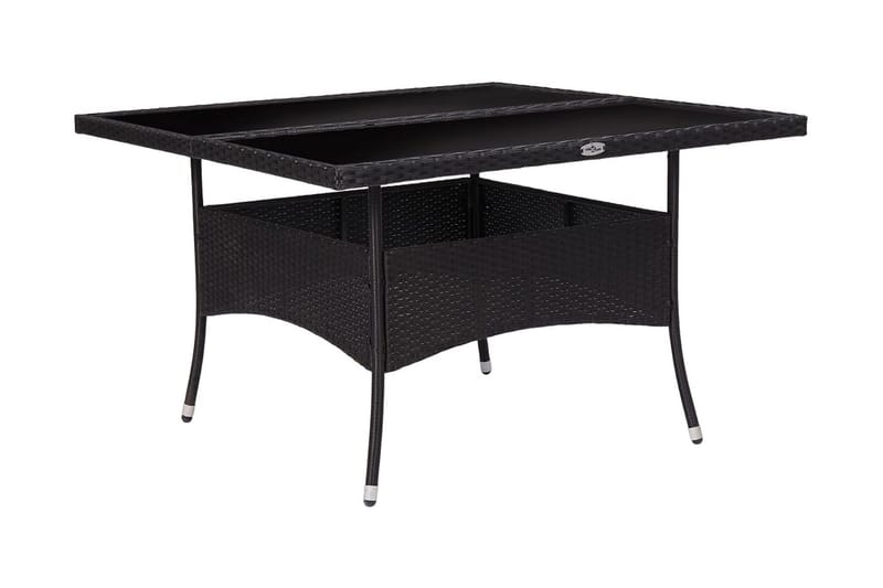 Utendørs spisebord svart polyrotting og glass - Spisebord & kjøkkenbord