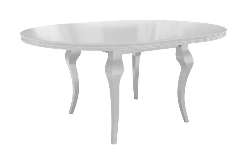Utvidbart Oval Spisebord 120 cm i Malt Tre, Hvit