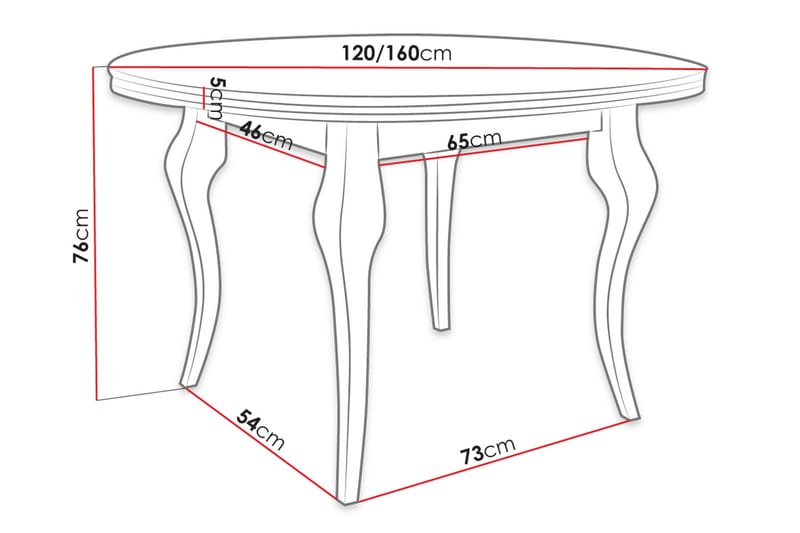 Utvidbart Oval Spisebord 120 cm i Malt Tre - Hvit - Møbler - Bord - Spisebord & kjøkkenbord