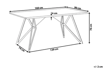 Verd Rektangulært Spisebord 160 cm i Tre og Metall med Betongutseende - Grå - Møbler - Bord - Spisebord & kjøkkenbord