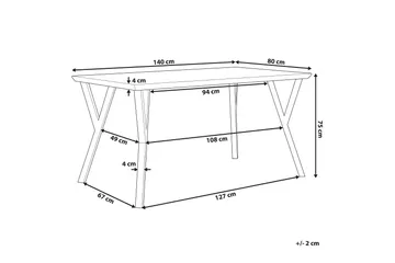 Willanna Rektangulært Spisebord 140 cm i Tre med Eik- og Metalllook - Lysebrun - Møbler - Bord - Spisebord & kjøkkenbord