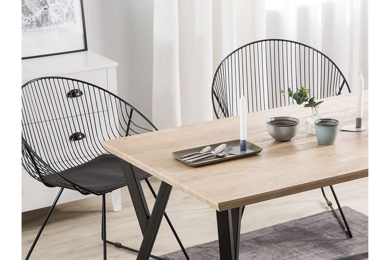 Willanna Rektangulært Spisebord 140 cm i Tre med Eik- og Metalllook - Lysebrun - Møbler - Bord - Spisebord & kjøkkenbord