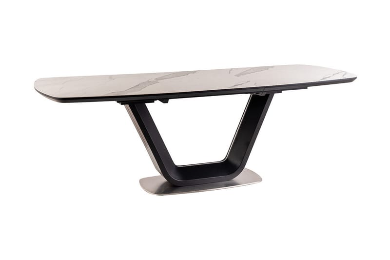 Spisebord Komati Forlengningsbart 160 cm - Keramikk/Svart/Hvit - Marmorbord - Spisebord & kjøkkenbord