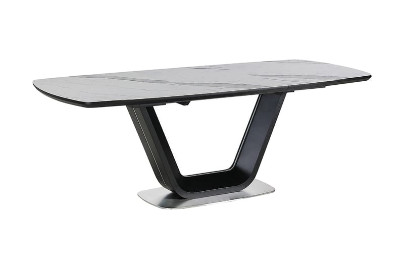 Spisebord Komati Forlengningsbart 160 cm - Keramikk/Svart/Hvit - Spisebord & kjøkkenbord - Marmorbord