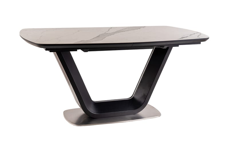 Spisebord Komati Forlengningsbart 160 cm - Keramikk/Svart/Hvit - Marmorbord - Spisebord & kjøkkenbord