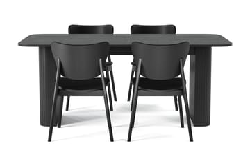 Spisebord Kopparbo 180-240 cm med 4 stk Spisestol Skagana - Svart - Møbler - Bord - Spisegruppe