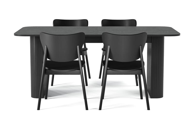 Spisebord Kopparbo 180-240 cm med 4 stk Spisestol Skagana - Svart - Møbler - Bord - Spisegruppe
