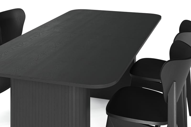 Spisebord Kopparbo 180-240 cm med 4 stk Spisestol Skagana - Svart - Møbler - Bord - Spisegruppe