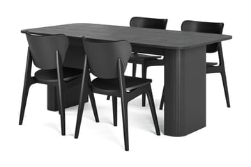 Spisebord Kopparbo 180-240 cm med 4 stk Spisestol Skagana - Svart - Møbler - Bord - Spisegruppe