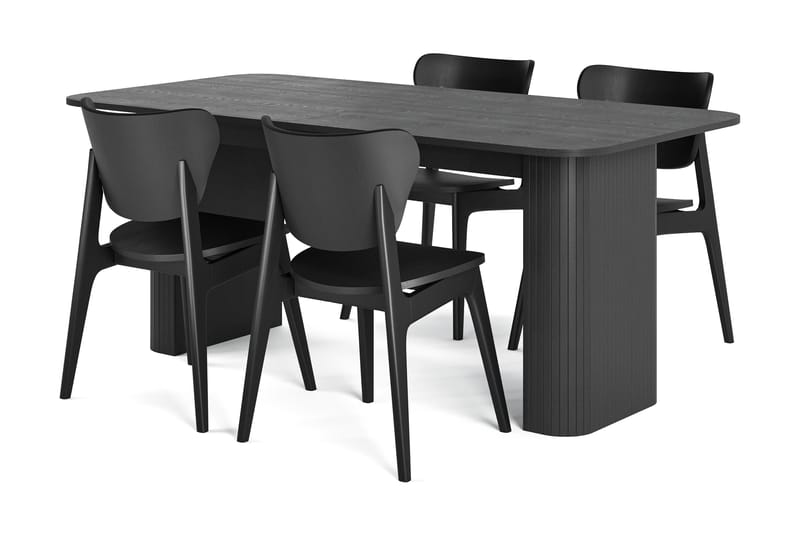 Spisebord Kopparbo 180-240 cm med 4 stk Spisestol Skagana - Svart - Møbler - Bord - Spisegruppe
