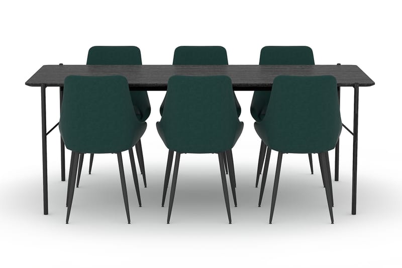 Spisebord Leeling 200 cm med 6 Kjøkkenstoler Bergviken - Svart - Spisegruppe