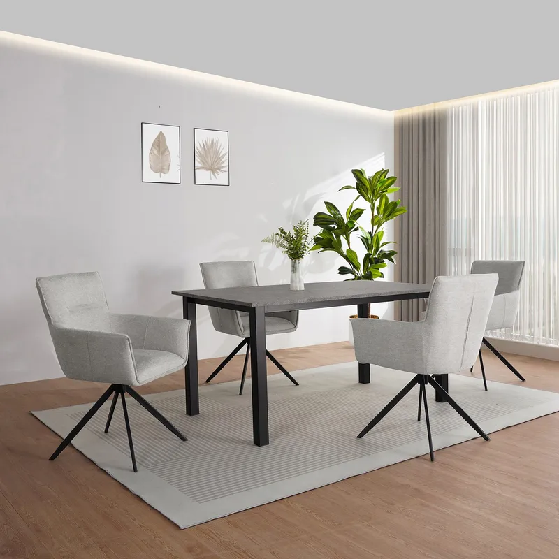 Spisebord Loft24 Durham Betong 160 x 90 cm - Betonggrå og svart - Møbler - Bord - Spisebord & kjøkkenbord