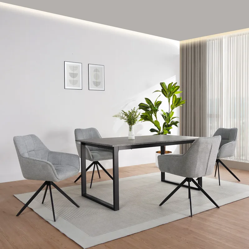 Spisebord Loft24 Luton Betong 160 x 90 cm - Betonggrå og svart - Møbler - Bord - Spisebord & kjøkkenbord