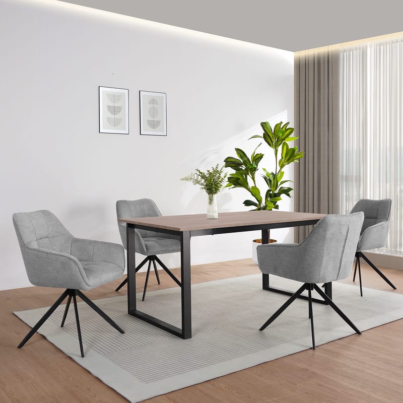 Spisebord Loft24 Luton Eik/svart 160 x 90 cm - Eik og svart - Møbler - Bord - Spisebord & kjøkkenbord