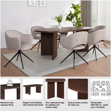 SPISEBORD Loft24 WIGAN 200 x 100 cm - Valnøtt - Møbler - Bord - Spisebord & kjøkkenbord