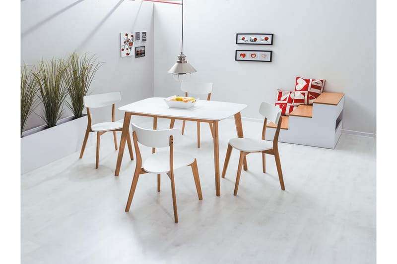 Spisebord Louesme 120 cm - Hvit/Natur - Spisebord & kjøkkenbord