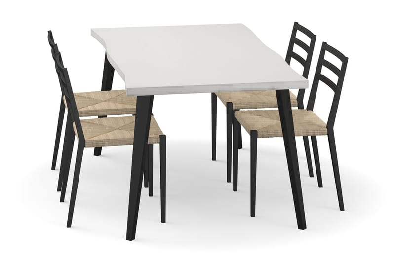 Spisebord Luxiva 180 cm med 4 Spisestoler Nurgut - Svart/Mørkebrun - Spisegruppe