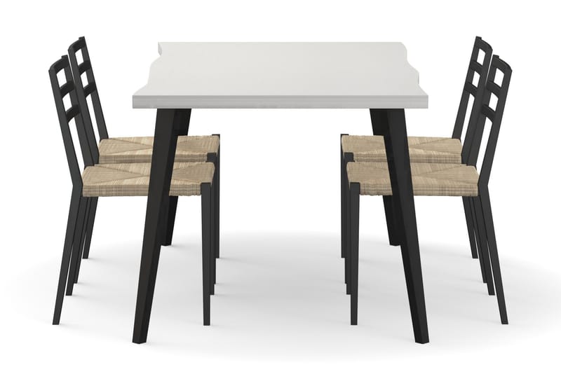 Spisebord Luxiva 180 cm med 4 Spisestoler Nurgut - Svart/Mørkebrun - Spisegruppe