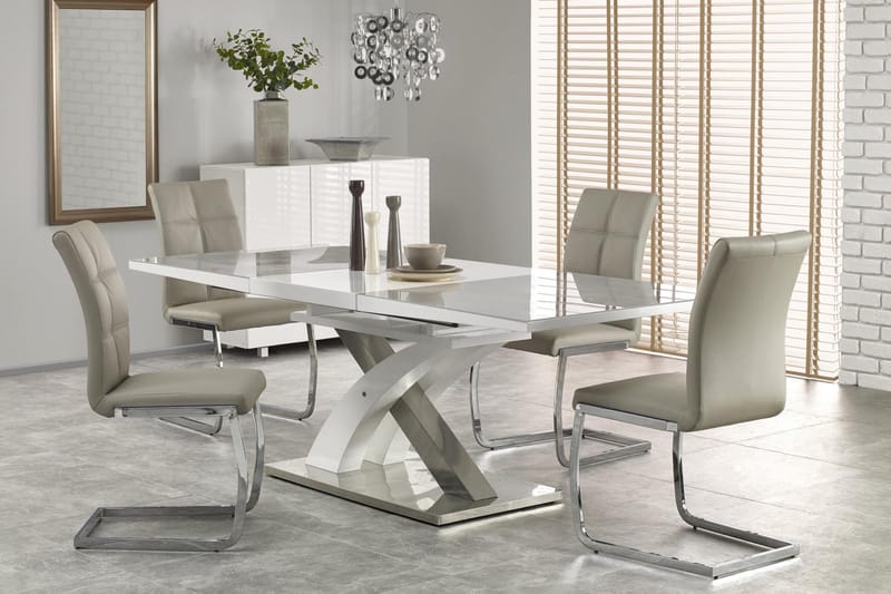 Spisebord Marcil Forlengningsbart  160 cm - Grå|Hvit - Spisebord & kjøkkenbord
