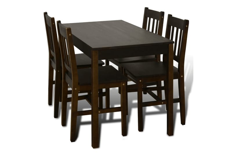 Spisebord med 4 stoler brun - Brun - Spisegruppe