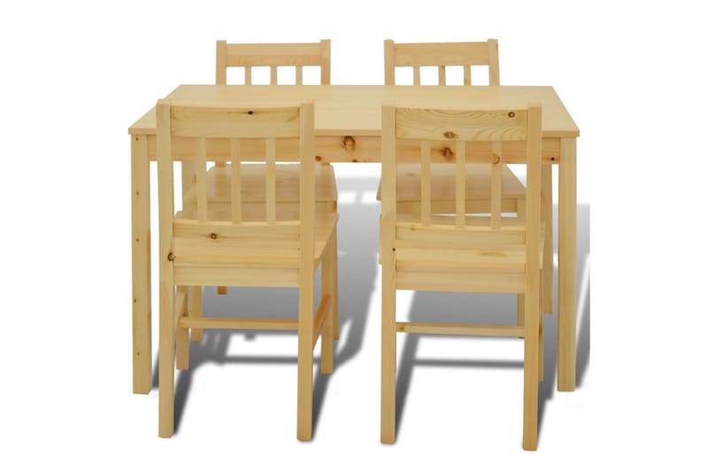 Spisebord med 4 stoler i trehvit - Brun - Spisegruppe