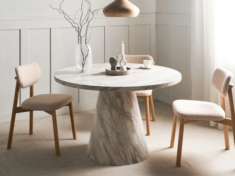 Spisebord Mere 120 cm - Hvit marmor - Møbler - Bord - Spisebord & kjøkkenbord