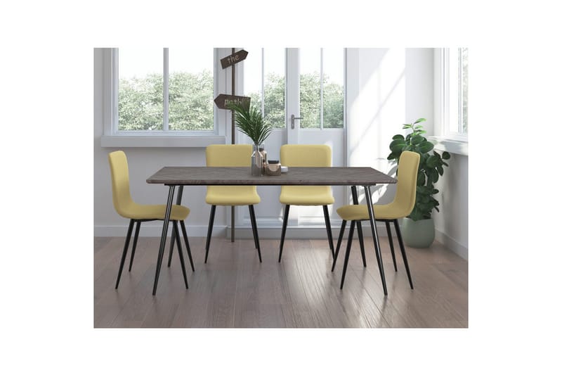 Spisebord Monza 160x90x76 cm, Fiskeben Hviteik/Svart - 160x90x76 cm, Fiskeben Hviteik/Svart - Møbler - Bord - Spisebord & kjøkkenbord