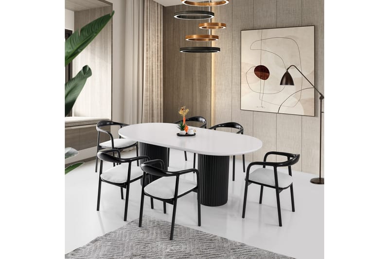 Spisebord Murat 200 cm - Hvit/Svart - Spisebord & kjøkkenbord