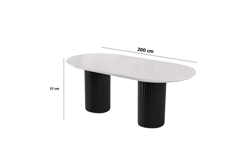 Spisebord Murat 200 cm - Hvit/Svart - Spisebord & kjøkkenbord