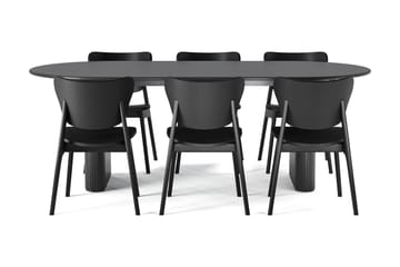 Spisebord Neandir 220 cm med 6 stk Spisestol Skagana - Svart - Møbler - Bord - Spisegruppe
