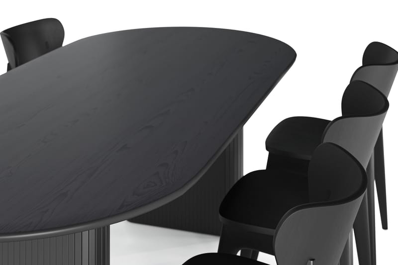 Spisebord Neandir 220 cm med 6 stk Spisestol Skagana - Svart - Møbler - Bord - Spisegruppe