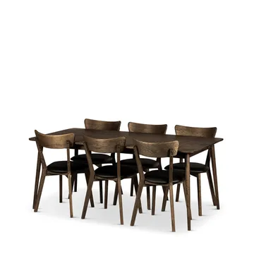 Spisebord Nyborg 180 cm med Stoler - 180x90x75 cm, 6 stk Ekeby-stoler - Møbler - Bord - Spisegruppe