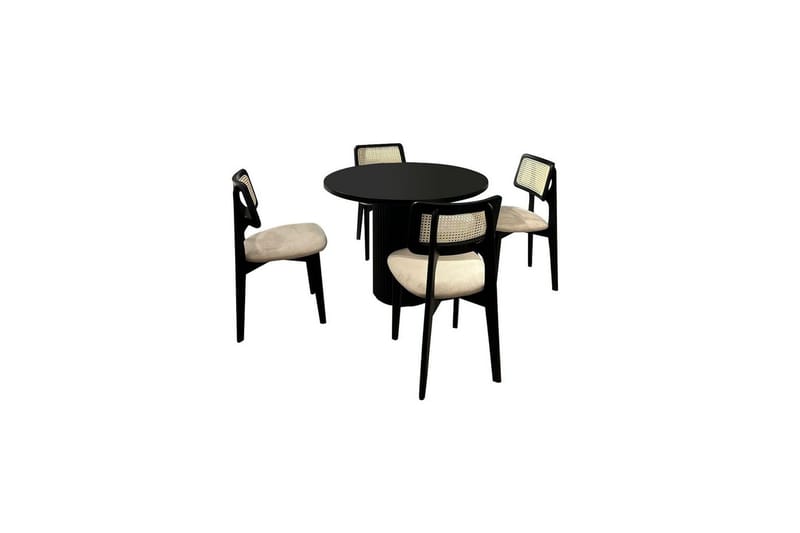 Spisebord- og stolsett (5 deler) Colomieu Svart / Hvit, Svart/Hvit