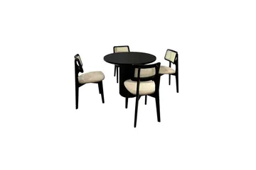 Spisebord- og stolsett (5 deler) Colomieu Svart / Hvit - Svart/Hvit - Møbler - Bord - Spisegruppe