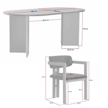Spisebord- og stolsett Nordure Meridia 4 (180 x 75 x 90 cm) 5 deler Travertin valnøtt grønn - Møbler - Bord - Spisegruppe