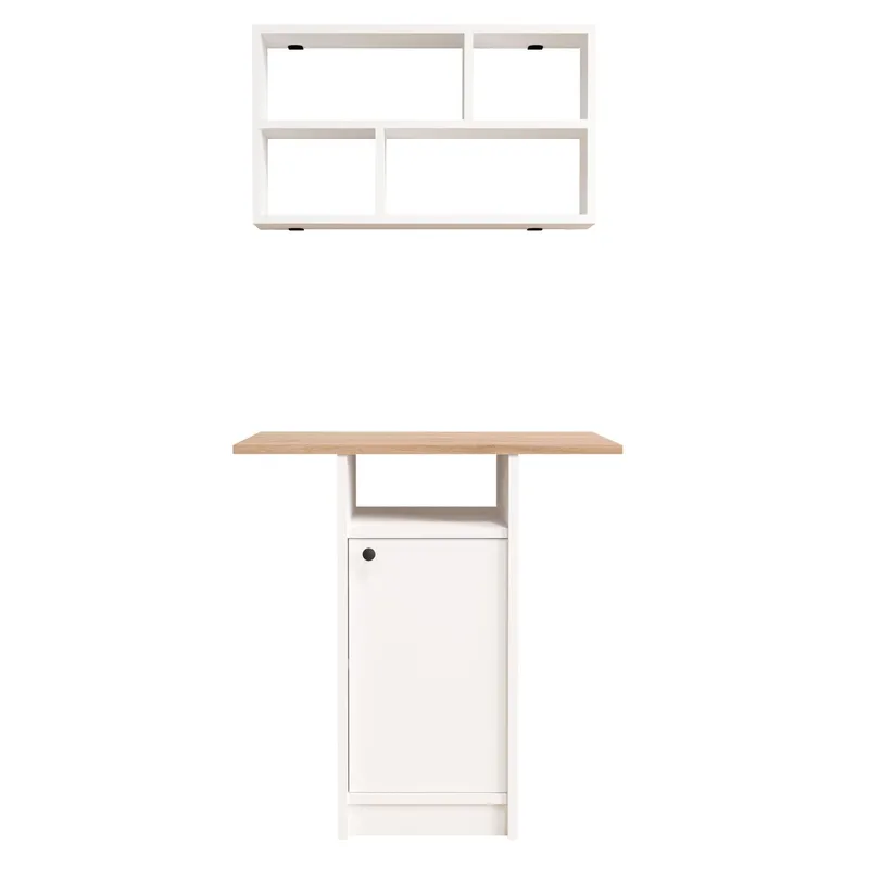 Spisebord- og vegghylle-sett (2 deler) Hanah Home Nord (72 x 73,8 x 44,5 cm) Hvit eik, Hvit og eik