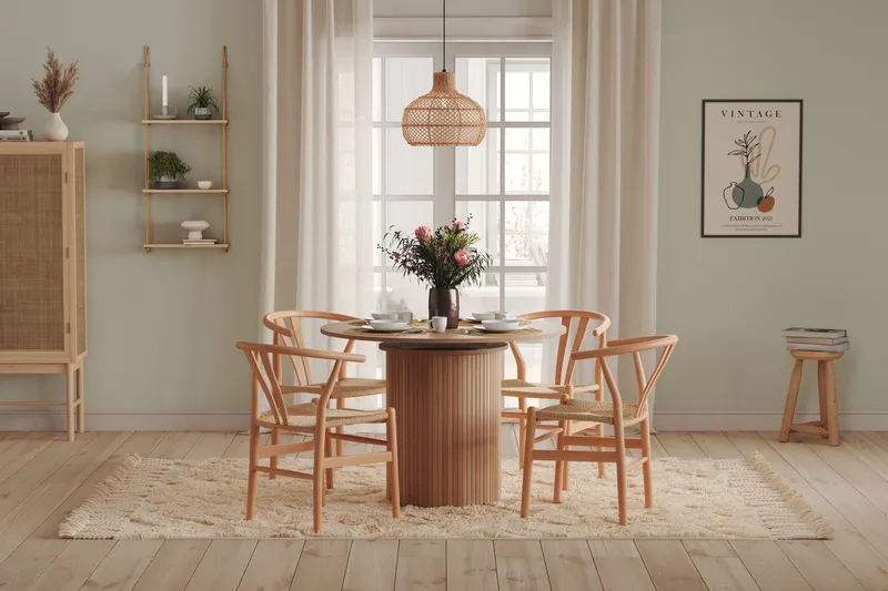 Spisebord Rundt Kopparbo 106 cm - Hvitlasert Eik / Tre - Møbler - Bord - Spisebord & kjøkkenbord