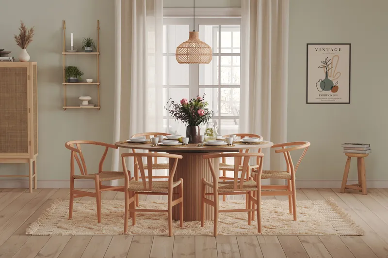 Spisebord Rundt Kopparbo 106 cm - Hvitlasert Eik / Tre - Møbler - Bord - Spisebord & kjøkkenbord