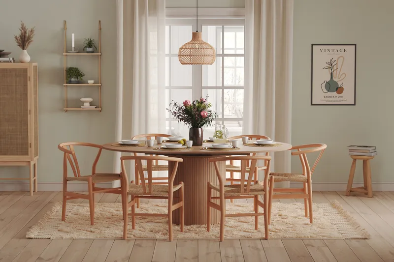 Spisebord Rundt Kopparbo 130 cm - Hvitlasert Eik / Lys beige - Møbler - Bord - Spisebord & kjøkkenbord