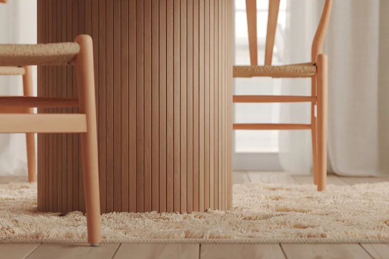 Spisebord Rundt Kopparbo 130 cm - Hvitlasert Eik / Lys beige - Møbler - Bord - Spisebord & kjøkkenbord