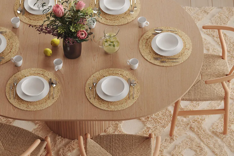 Spisebord Rundt Kopparbo 130 cm - Hvitlasert Eik / Lys beige - Møbler - Bord - Spisebord & kjøkkenbord