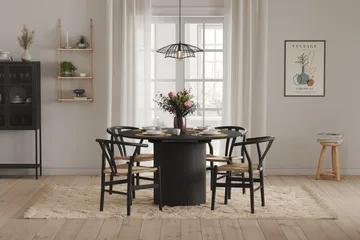 Spisebord Rundt Kopparbo 130 cm - Svart Tre / Riflet - Møbler - Bord - Spisebord & kjøkkenbord